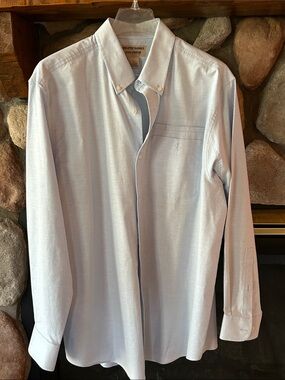 Duluth Trading Light Blue Wrinkle-fighter Button-Down Long Sleeve Shirt, Size L